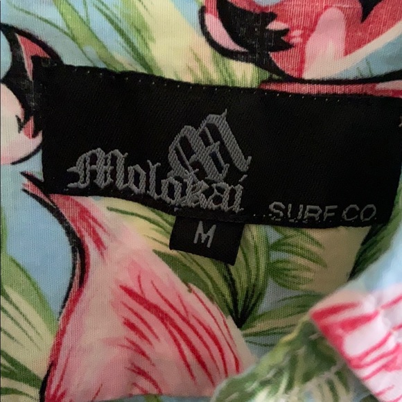 Men’s Flamingo Short Sleeve Button up - Picture 2 of 4